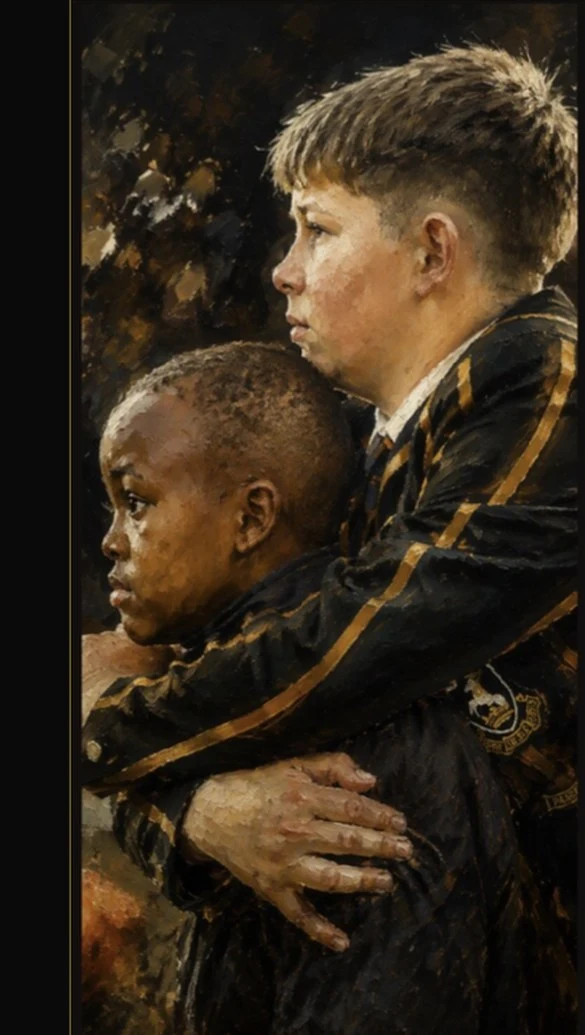 Thina Siyazalana, oil painting in progress by Loyiso Mkize